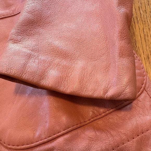 Remy Vintage Salmon Pink Leather Jacket Blazer Size 8 Fits Small Buttery Soft - Picture 4 of 7